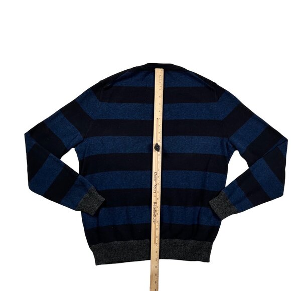 American Eagle Outfitters Sweater Men's L/S Crew Neck Striped Blue Black Large - Picture 6 of 12